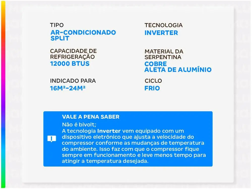 Air conditioning Split 12.000BTUs Gree Inverter Frio GWC12ATBXA-D6DNA1A - 220V