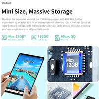 Teclast M50 Mini Tablet 8.7" 90Hz Screen 4GB RAM 128GB ROM Unisoc T606 Octa-core 5100mAh Battery Android 15 Tab Wifi5 Metal Body
