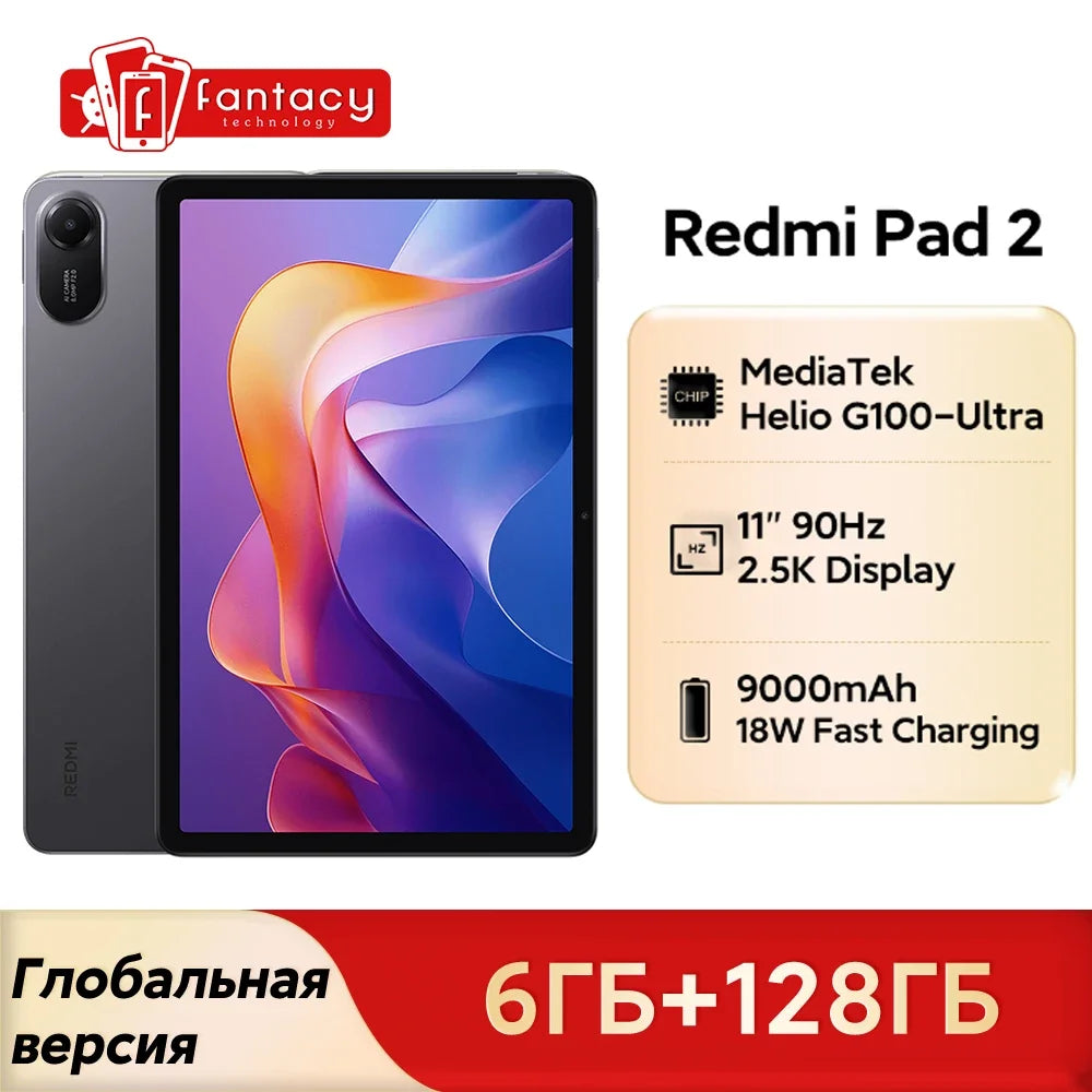 Xiaomi Redmi Pad 2 Global Version 11" 2.5K Crystal-clear Display Advanced Helio G100-Ultra 18W Fast Charging 9000mAh Battery