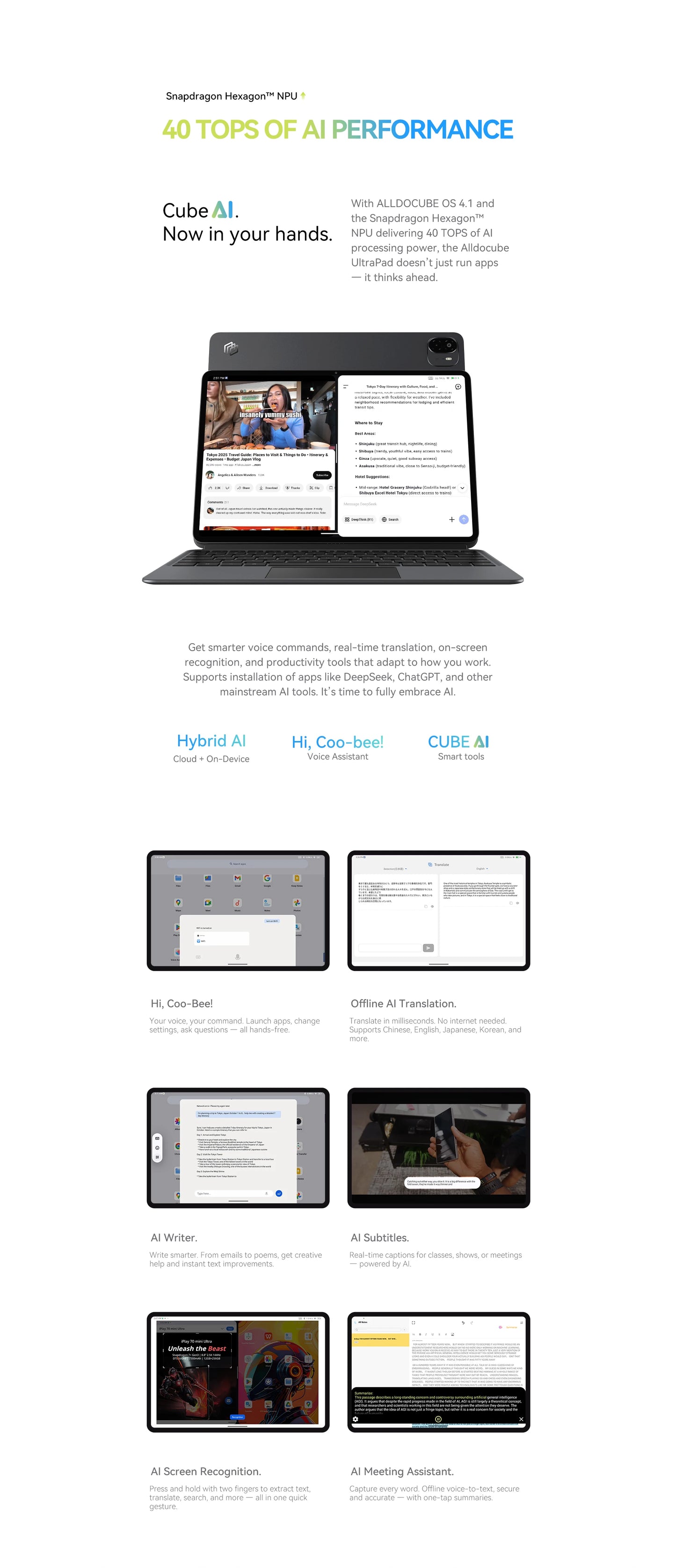 World Premiere ALLDOCUBE Ultra Pad 13'' 2.8K 144Hz Tablet Snapdragon 7+Gen3 18GB RAM 256GB ROM Android 15 15000mAh Cube AI