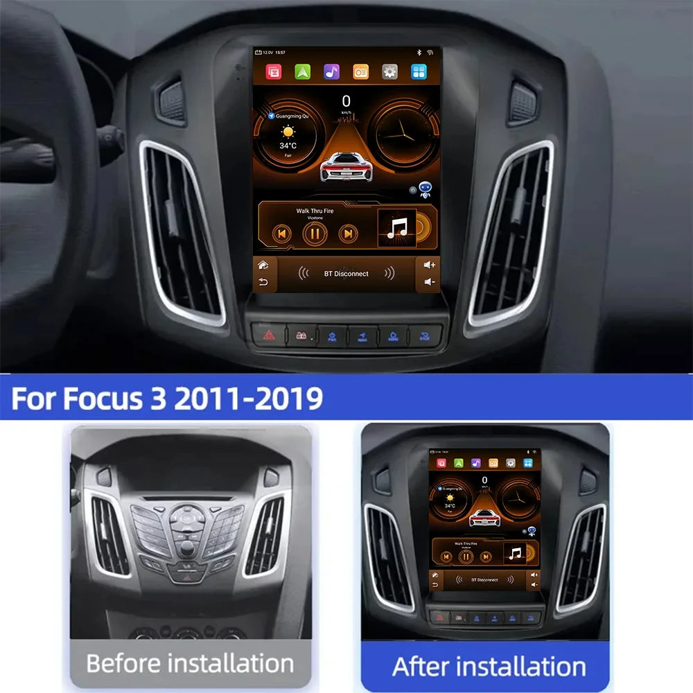 Android 13 Car Radio for Ford Focus Mk3 2011-2017 Multimedia Player 2Din Navigation Carplay Head Unit Stereo 9.7" Speakers Audio