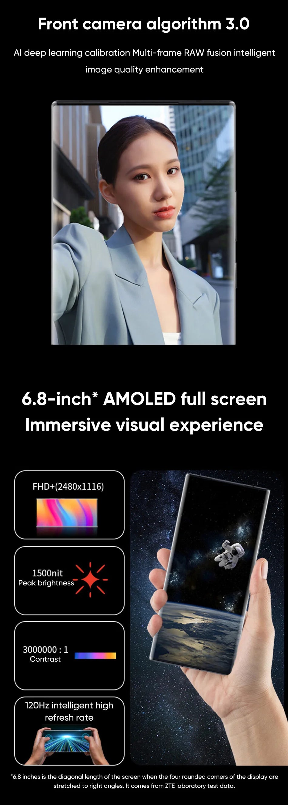 ZTE Axon 40 Ultra Space Edition 5G China Rom Smartphone with UDC Technology Snapdragon 8Gen1 6.8-inch 120Hz AMOLED Display