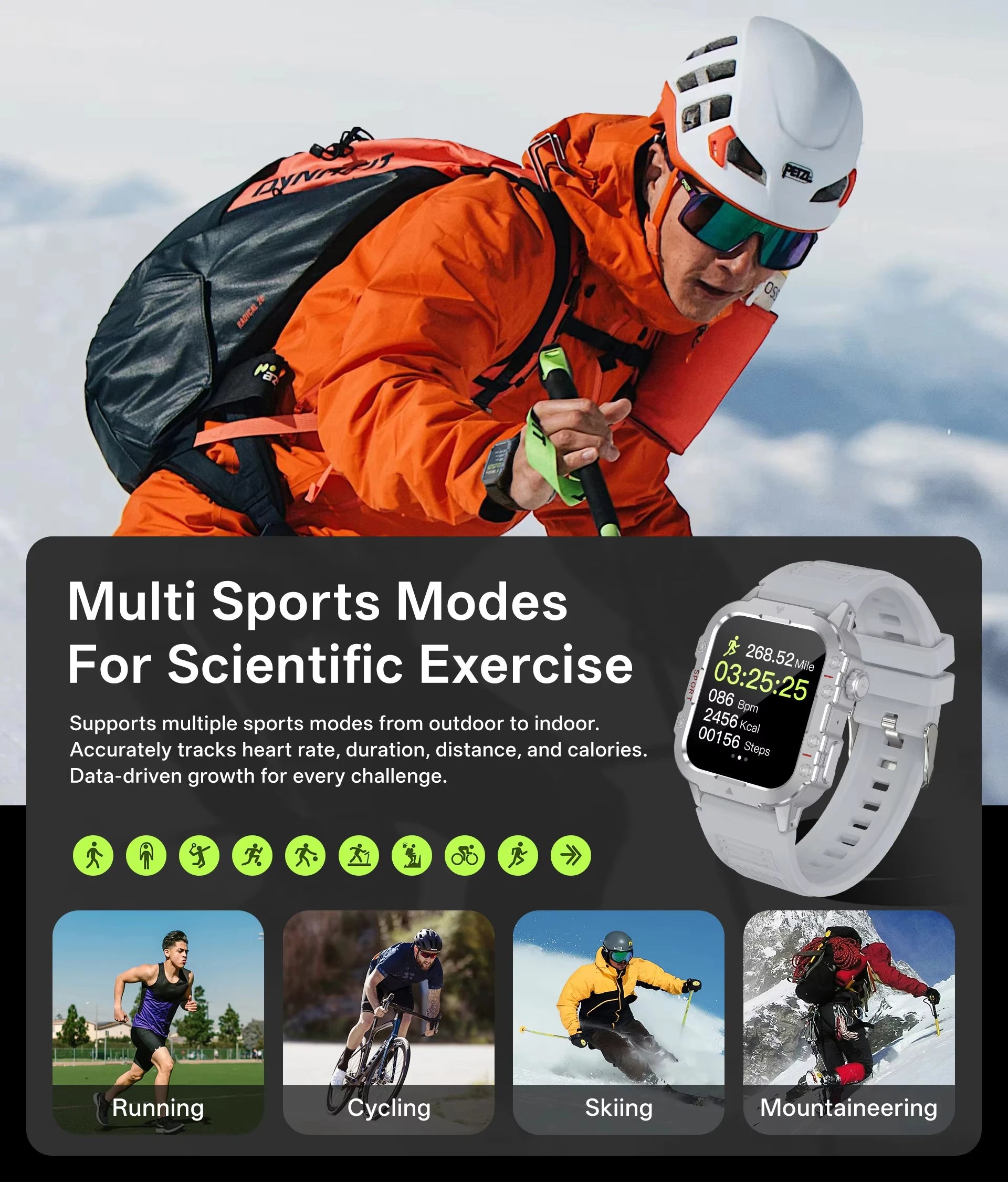 G.L Wear 2025 New Men's Smart Watch Outdoor Sports Health Monitor with LED Flashlight Bluetooth Call Women's Smartwatch