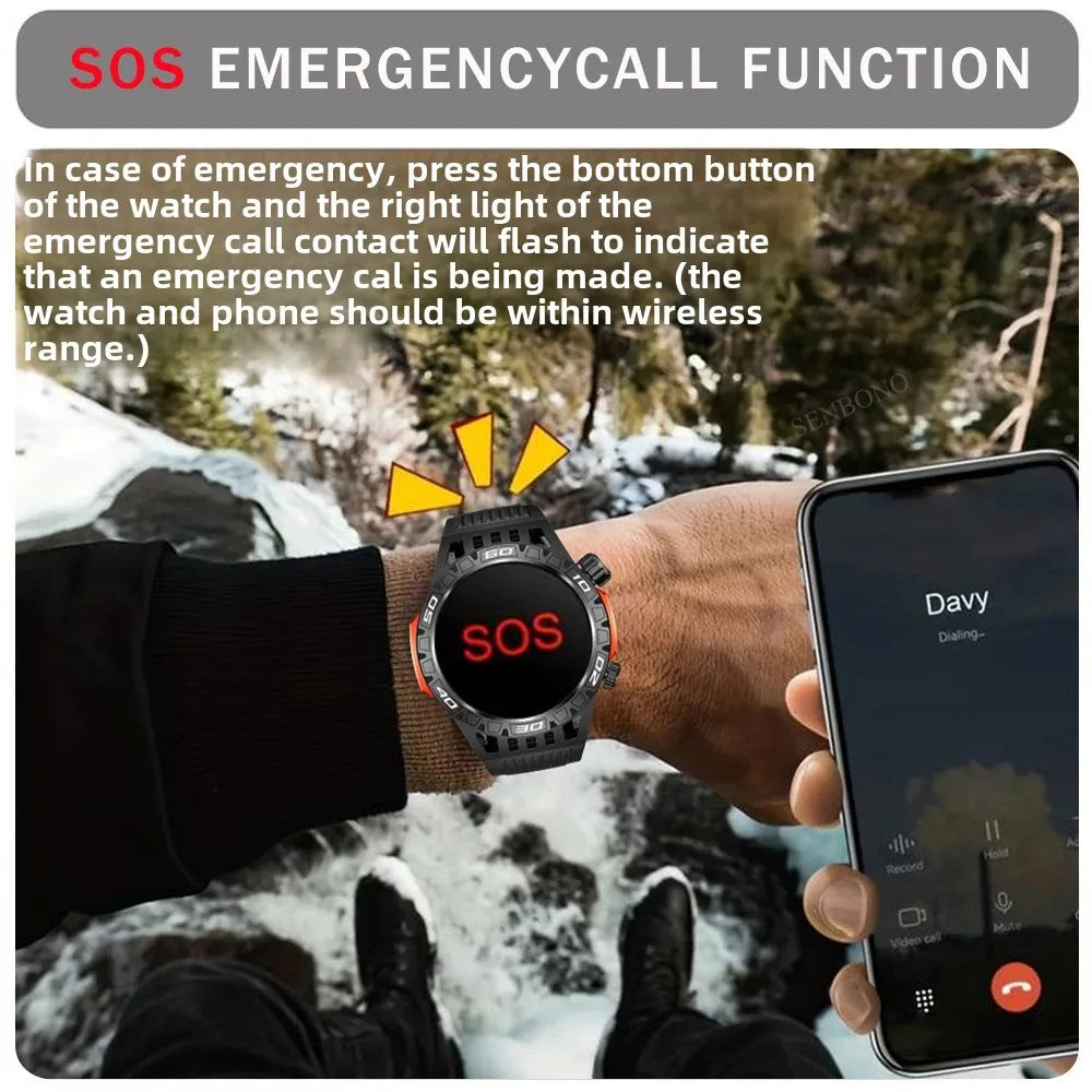 SENBONO Smart Watch Men With Lighting Compass Sport Fitness Tracker IP68 Waterproof Bluetooth Call Smartwatch For Android IOS