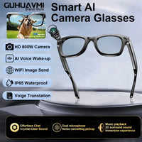 Smart AI Translation Smart Glasses Take Photos Recognizing Objects 4K Camera Bluetooth Music Call Intelligent Recording Glasses