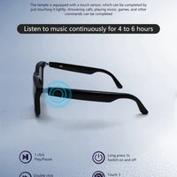 Hot GS05 Smart Glasses For Men 2 in 1 UV Protection Portable Polarized Anti-blue light Black Frame White Lenses Music Sunglasses