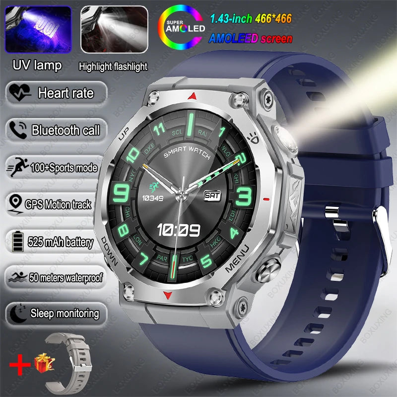 New Outdoor Sports Smart Watch Men For Xiaomi 5 ATM Waterproof GPS Motion Track Heart Rate HD Bluetooth Call UV Light SmartWatch