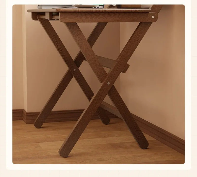 Solid Wood Foldable Console Desk Simple Modern Bedside Computer Desk Portable Bedroom Living Room Writing Table Home Furniture