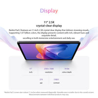 Xiaomi Redmi Pad 2 Global Version 11" 2.5K Crystal-clear Display Advanced Helio G100-Ultra 18W Fast Charging 9000mAh Battery