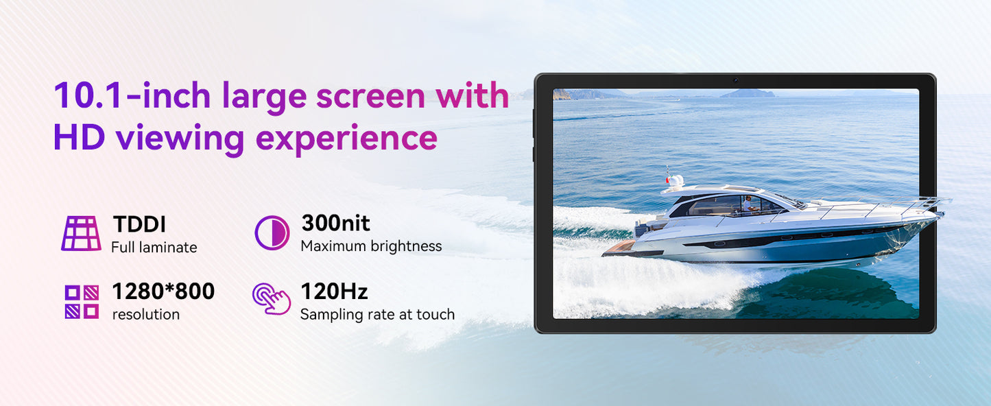 URAO 10 Inch Tablet Android 14 8GB(3+5 Expand) RAM 64GB ROM 1TB Expand 1280x800 IPS Screen 5000MAH Battery Dual Cameras WiFi 6