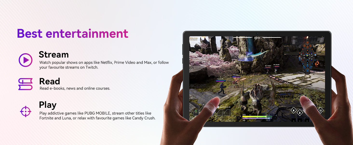 URAO 10 Inch Tablet Android 14 8GB(3+5 Expand) RAM 64GB ROM 1TB Expand 1280x800 IPS Screen 5000MAH Battery Dual Cameras WiFi 6