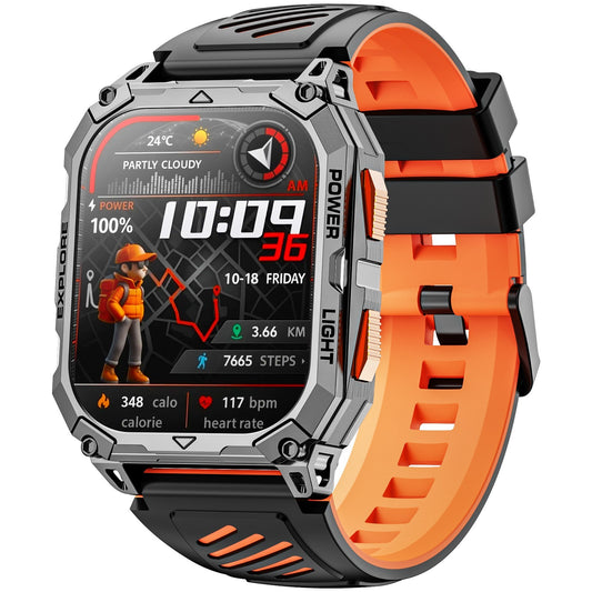 2.01" HD Smart Watch With Military Sport Watch 1000mAH 2 straps For Android iOS