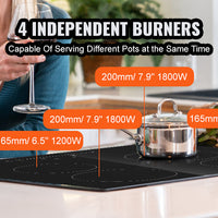 SucceBuy 2/4/5 Burners Built-in Induction Stove Top 12/24/30in Ceramic Glass Electric Cooktop For Household Commercial  Cooking
