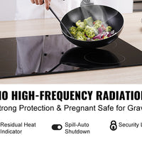 SucceBuy 2/4/5 Burners Built-in Induction Stove Top 12/24/30in Ceramic Glass Electric Cooktop For Household Commercial  Cooking